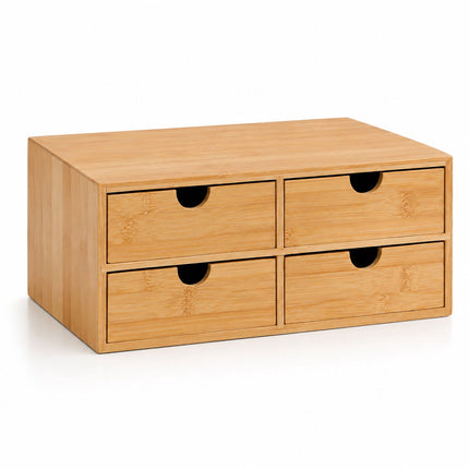 Bamboo Drawer Box Desk Organiser with 4 Drawers, 13.5 x 33 x 21 cm, Natural