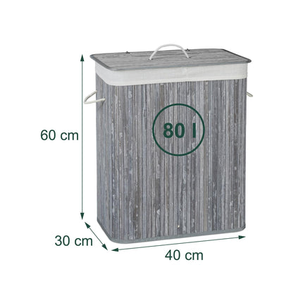 Bamboo Laundry Bin with Lid and Washable Bag