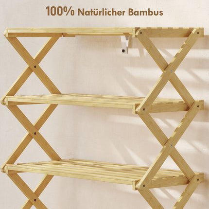 Bambukinis batų stovas, 4 pakopų, talpina 12 porų, 60x29x67 cm