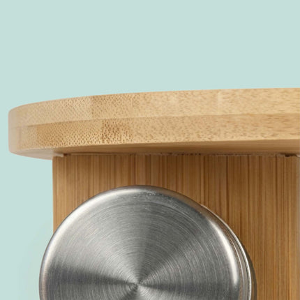 Bamboo Spice Carousel with 12 Glass Jars and Shaker Inserts, Rotating Base
