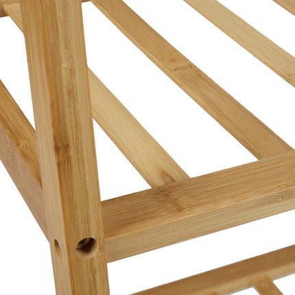 Bamboo clothes rack on wheels large