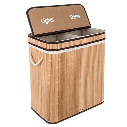 Bamboo laundry basket - two-chamber Ruhhy 24269