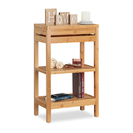 Bamboo shelf with shelves and flap