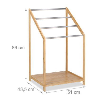 Bamboo towel rail with shelf