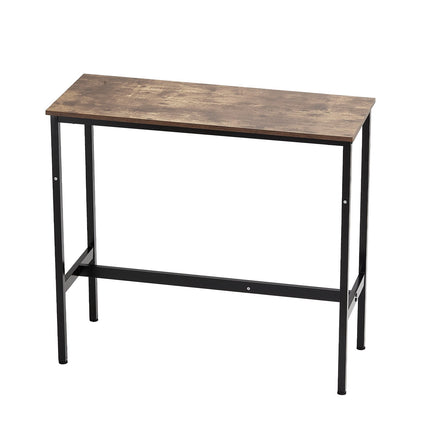Bar Height Pub Table 39x16 in, Metal Frame, Rustic Brown