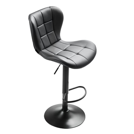 Bar Stool Set of 2, PU Leather Swivel, Adjustable, Black
