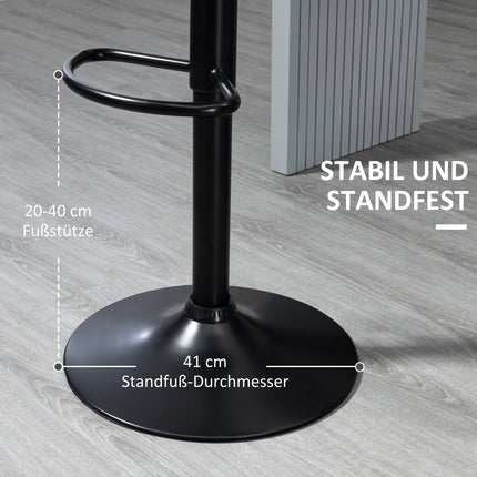 Baro kėdžių komplektas, reguliuojamo aukščio, 2 besisukančios, 360° kampu pasukamos, su dirbtinės odos atlošu, 48,5x55,5x90-110 cm