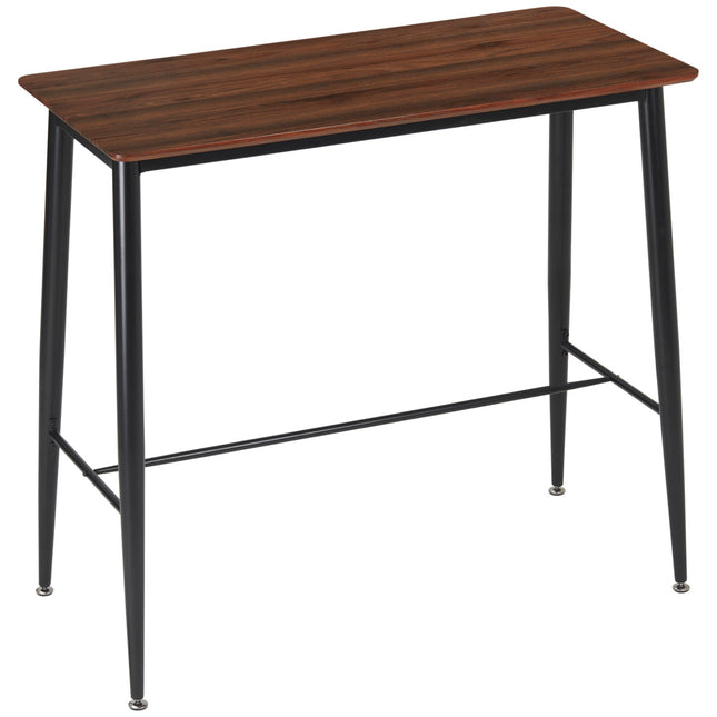 Industrial bar table with metal frame - walnut, 118x58x108cm