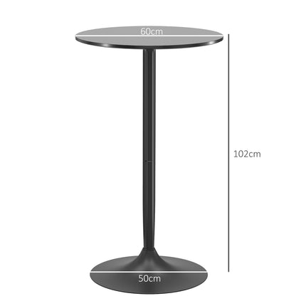 Baro stalas dviems, apvalus, 60x60x102 cm, juodas