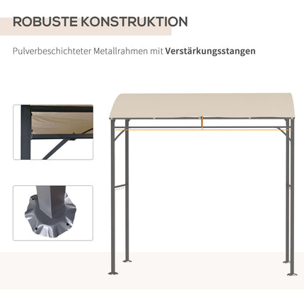 Grill roof with UV-resistant rain cover, beige steel frame