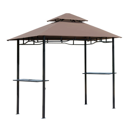 Sodo paviljonas-kepimo palapinė su ugniai atspariu dvigubu stogu, kavos rudos ir juodos spalvos, 245 x 148 x 252 cm