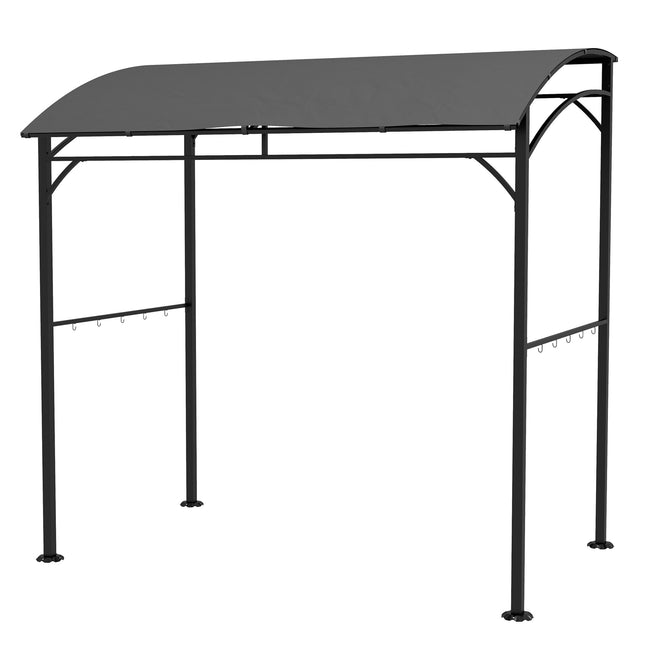 Kepsninės paviljonas 215 x 150 x 220 cm, vandeniui atsparus sodo paviljonas su išlenktu stogu, sodo pavėsinė su kabliukais, kepsninės paviljonas, sodo palapinė, kepsninės palapinė, vakarėlių palapinė sodo vakarėliui, iškylai, kepsninė, tamsi