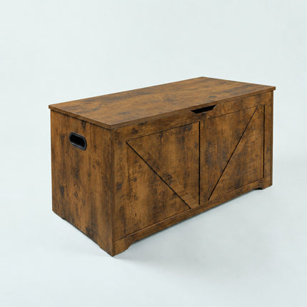Tvarto stiliaus suoliukas daiktams, rudas MDF – 100x40x46 cm