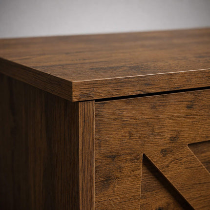Tvarto stiliaus suoliukas daiktams, rudas MDF – 100x40x46 cm