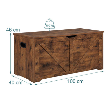 Tvarto stiliaus suoliukas daiktams, rudas MDF – 100x40x46 cm