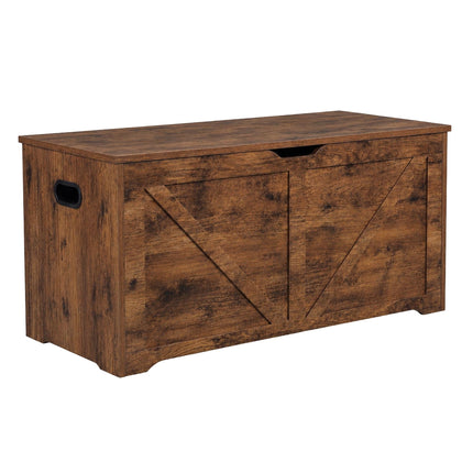 Tvarto stiliaus suoliukas daiktams, rudas MDF – 100x40x46 cm