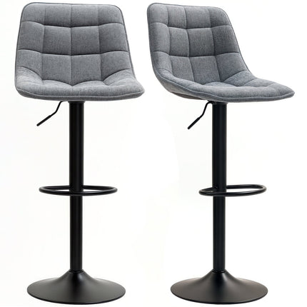 Dark gray adjustable barstools, set of 2, with backrest