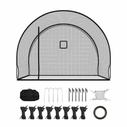 Baseball Batting Cage Net, 12 x 10.2 x 7.6 ft, Pitching Opening