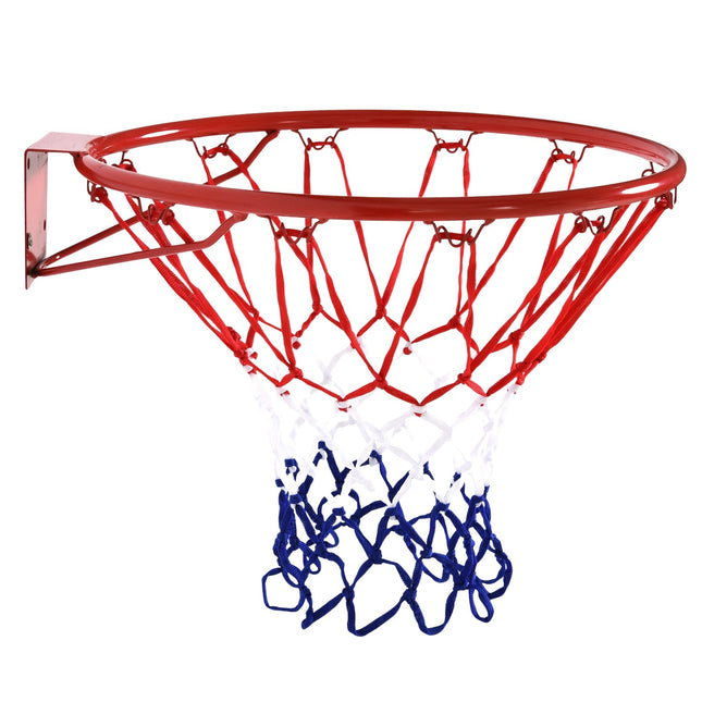 Krepšinio lankas su tinklu, plieninis vamzdis + nailonas, raudonas + mėlynas + baltas, ø46 cm