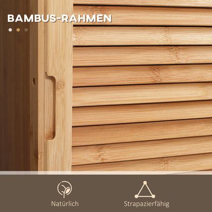 Bamboo bathroom cabinet with drawer and shelves, 32x30x163 cm