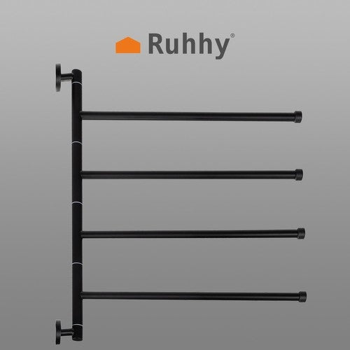 Bathroom Towel Rack - Black Ruhhy 24474