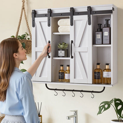 Bathroom Wall Cabinet, 2 Doors, Adjustable Shelf, White