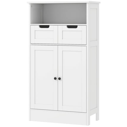 White bathroom storage cabinet, adjustable shelf, 2 drawers