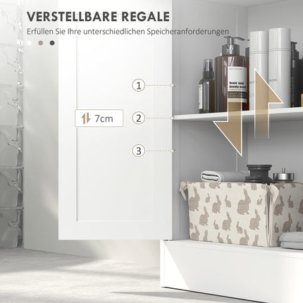 White bathroom storage cabinet, adjustable shelf, 2 drawers