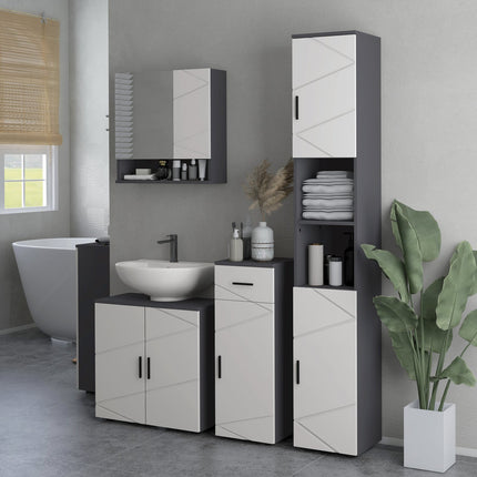Bathroom storage cabinet, gray, 30 x 30 x 82 cm, adjustable shelves