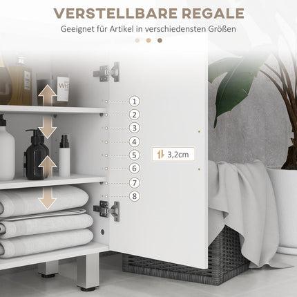 Bathroom side cabinet, High gloss white, adjustable shelf