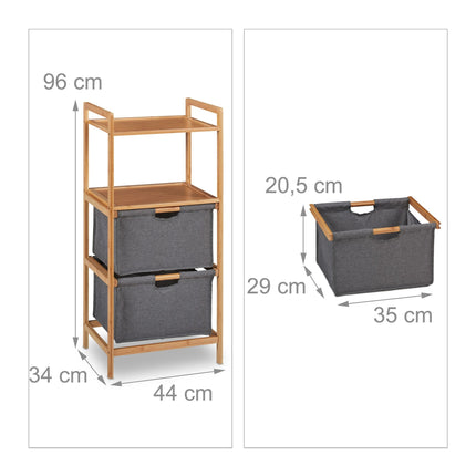 Bathroom shelf with laundry baskets