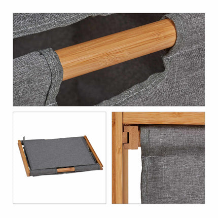 Bathroom shelf with laundry baskets