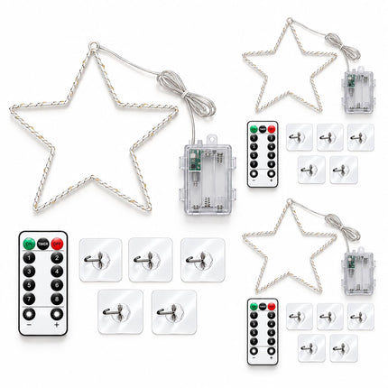 Battery LED Christmas Star with Remote Control and Timer, 40 LEDs, IP44