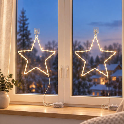 Battery LED Christmas Star with Remote Control and Timer, 40 LEDs, IP44