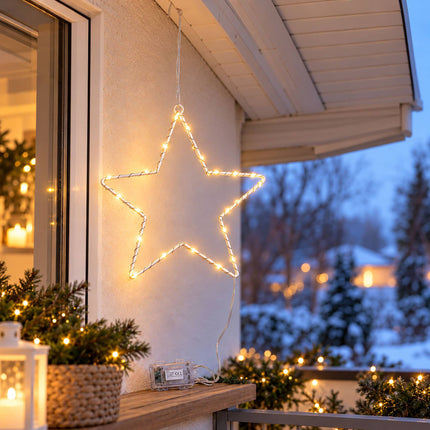 Battery LED Christmas Star with Remote Control and Timer, 40 LEDs, IP44