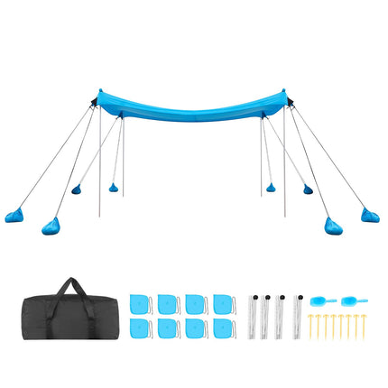Beach Canopy Tent 10x10 Ft, UPF50+, 8 Sandbags