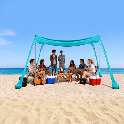 Beach Sun Shelter Canopy 3 x 3 m, UPF 50+, Sandbags