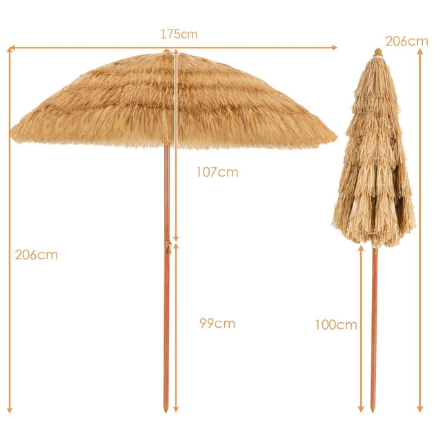 Paplūdimio skėtis 175 cm, reguliuojamo pasvirimo, baltas/smėlinis