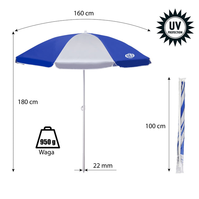 Paplūdimio skėtis 180 cm, apsauga nuo UV spindulių
