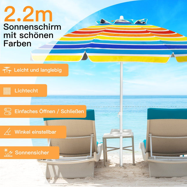 Paplūdimio skėtis 2,2 m UPF50+ nešiojamas nuo saulės
