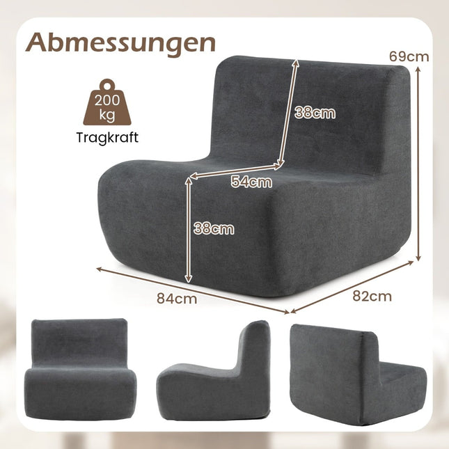 Pufas su minkštu aksomu ir ergonomiška atrama, pilkas