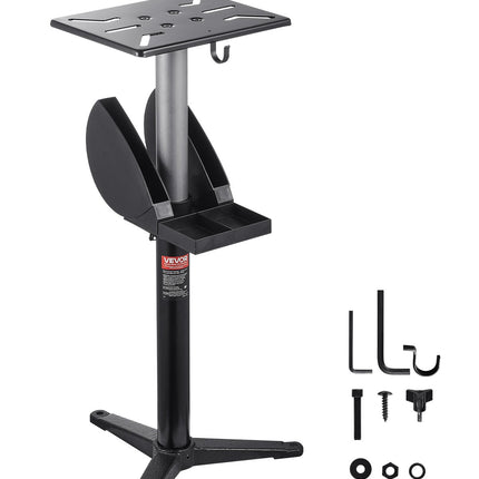 Bench Grinder Stand, Height Adjustable, Cast Iron Base, Wheel Storage