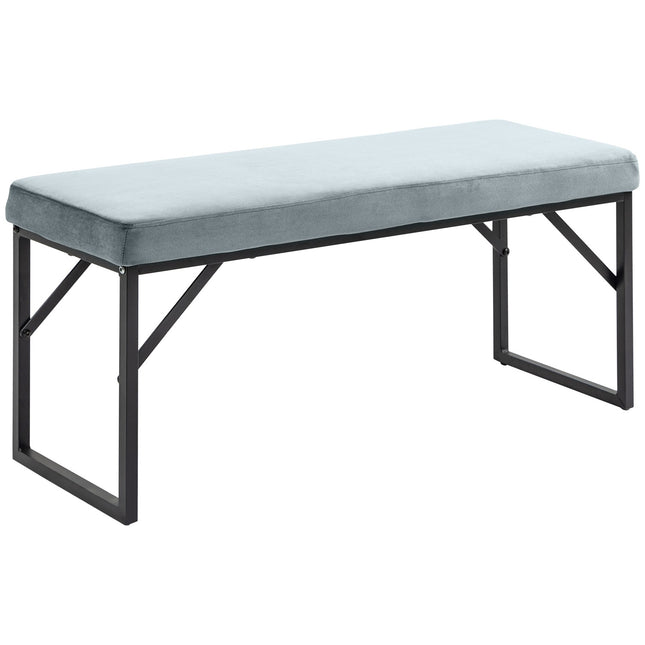 Suoliukas, Apmuštas suolas, Lovos suolas su aksominiu imitacijos efektu, Makiažo suolas, Prieškambario suolas svetainei, Miegamajam, Keliamoji galia iki 200 kg, Plienas, Mėlynas