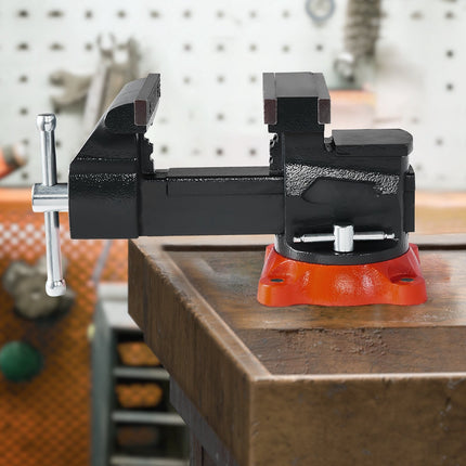 Bench Vise, 5.5 in Jaws, 360 Swivel Base, Ductile Iron