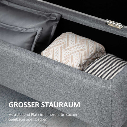 Upholstered storage bench - 150 kg capacity, steel legs