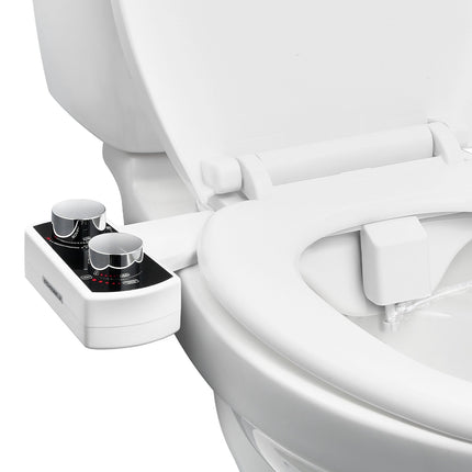 Bidet Attachment, Dual Nozzle, Adjustable Pressure, White