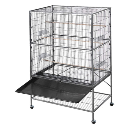 Bird Cage, Flat Top Wrought Iron, Slide-Out Tray, 37 In