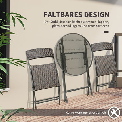 Bistro baldų komplektas balkonui, poliratanas, 3 dalių, sulankstomas, sodui, rudas
