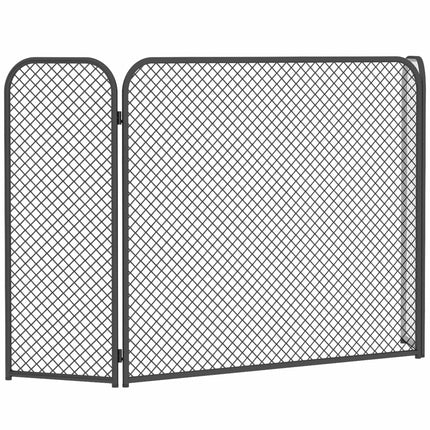 Juoda geometrinio rašto sulankstoma židinio pertvara – metalinė, 3 panelių