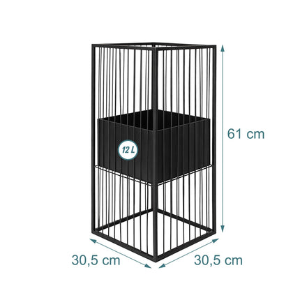 Juodas geležinis augalų stovas, 61 cm – modernus grotelių dizainas